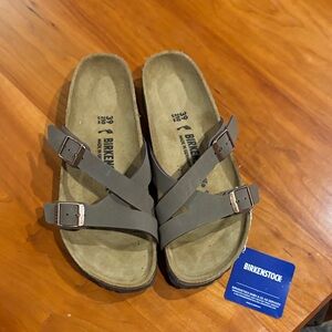 Birkenstock Gray Cross-Strap Sandals